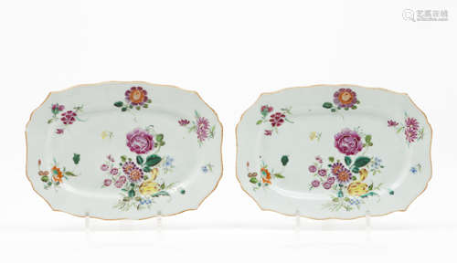 A pair of scalloped serving trays