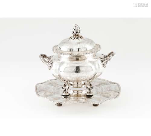 A tureen with cover and plate