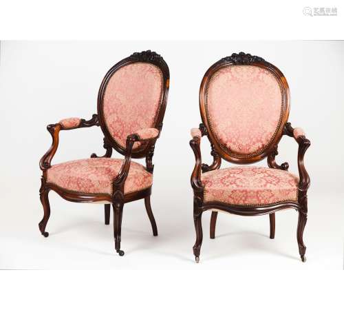 A pair of Romantic period fauteuils