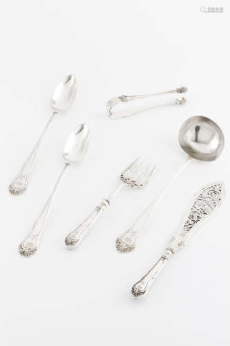 A set of six serving cutlery pieces