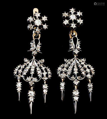 A pair of Romantic period earrings