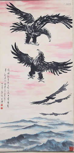 A Chinese Eagles Painting, Xu Beihong Mark
