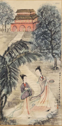 A Chinese Figures Painting, Fu Baoshi Mark