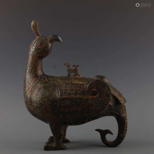 A Phoenix-shaped Bronze Zun