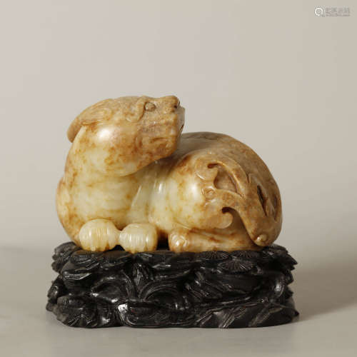 A Hetian Jade Carved Unicorn Ornament