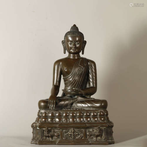 A Bronze Lotus Buddha Statue of Sakyamuni