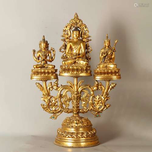 A Gem Inlaid Gild Bronze Buddha Statue