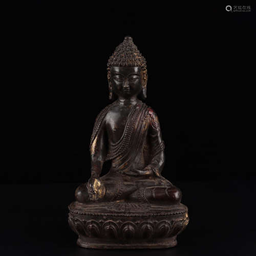 A Bronze Buddha Statue of Lotus Guanyin