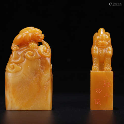 A Pair of Tianhuang Stone Seals, Du Yong Mark