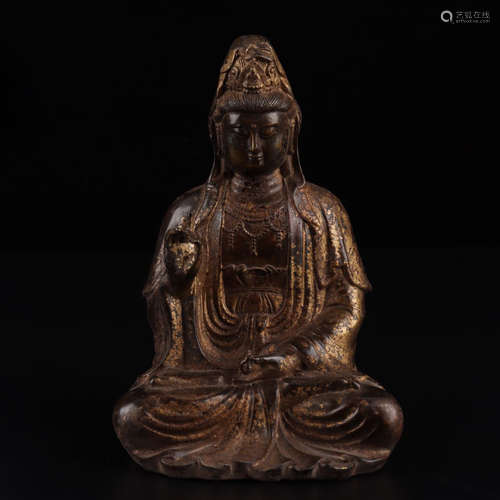 A Gild Bronze Guanyin Buddha Statue