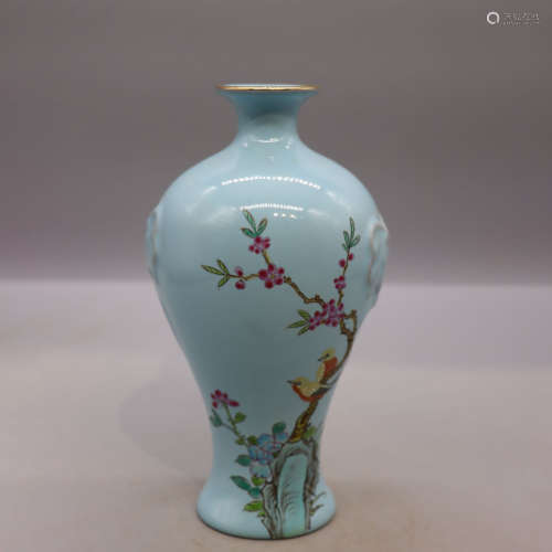 A Ru Kiln Colored Drawing Porcelain Plum Blossom Vase