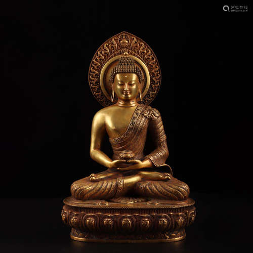 A Gild Red Copper Buddha Statue