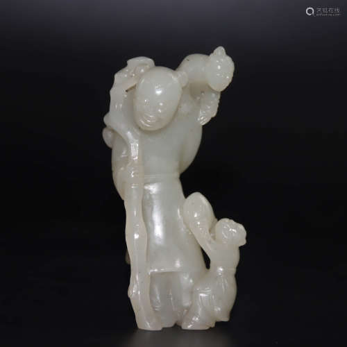 A Hetian Jade Carved Figure Ornament