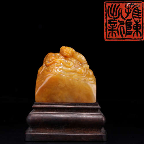 A Tianhuang Stone Carved Chi Dragon Handle Seal, Zeng Guofan Mark