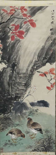 A Chinese Quails Painting, Jiang Hanting Mark