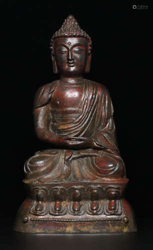 A COPPER CASTED VAIROCANA BUDDHA STATUE