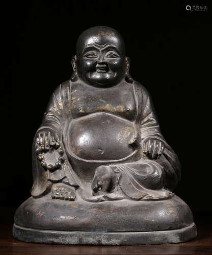 A COPPER CASTED MAITREYA BUDDHA STATUE