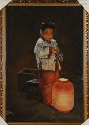 A BEAUTY PATTERN OIL PAINTING BY JINSHANGYI