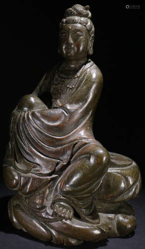 A BAMBOO GUANYIN BUDDHA STATUE