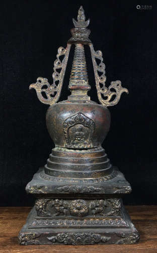 A COPPER CASTED PAGODA