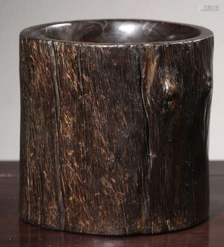 A XIAOYE ZITAN WOOD CARVED BRUSH POT