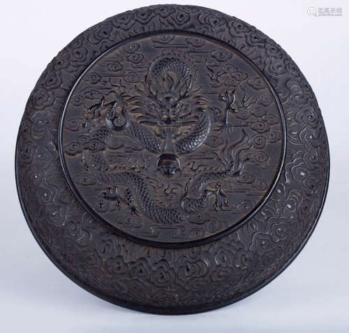 A ZITAN WOOD CARVED DRAGON PATTERN BOX