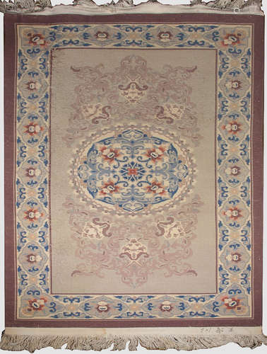 A WHITE BASE FLOWER PATTERN CARPET