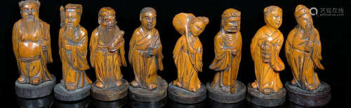 SET OF HUANGYANG WOOD CARVED BUDDHA STATUES