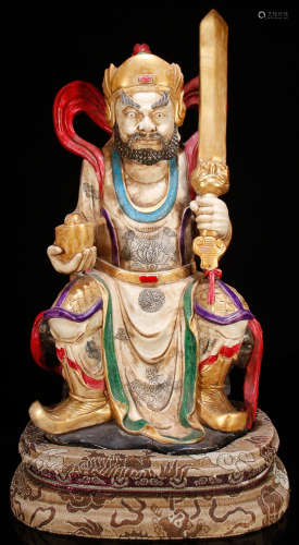 A SHOUSHAN STONE CAISHEN STATUE