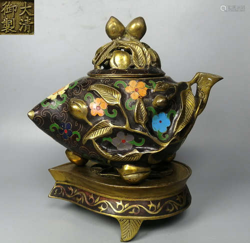 A CLOISONNE CASTED CENSER