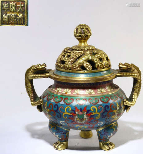 A CLOISONNE DOUBLE EAR CENSER