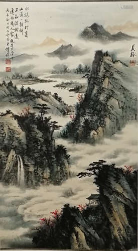 A CHINESE LANDSCAPE PAINTING, SONG MEILING MARK