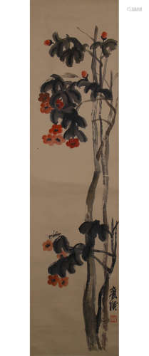 A CHINESE FLOWERS PAINTING, QI BAISHI MARK