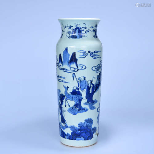 A BLUE AND WHITE EIGHT IMMORTALS PORCELAIN VASE