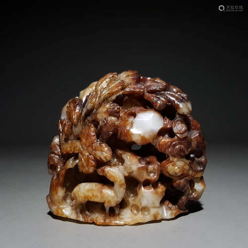 A HETIAN JADE CARVED CENSER HANDLE