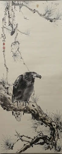 A CHINESE PINE AND EAGLE PAINTING, GAO JIANFU MARK