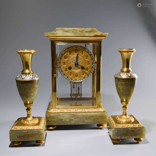 A SET OF JADE DESK CLOCKS, 3PIECES