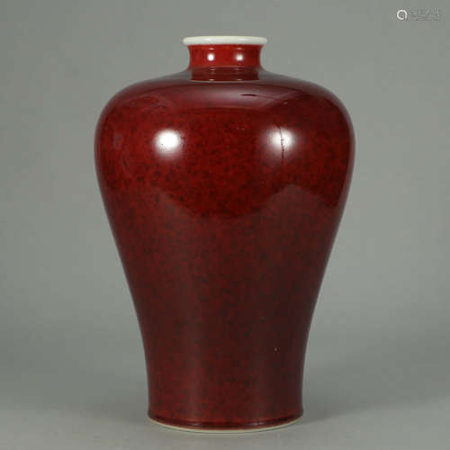 A LANG RED PORCELAIN MEIPING