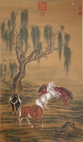 A CHINESE HORSE PAINTING, LANG SHINING MARK