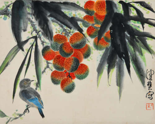 A CHINESE FLOWER AND BIRD PAINTING, CHEN PEIQIU MARK