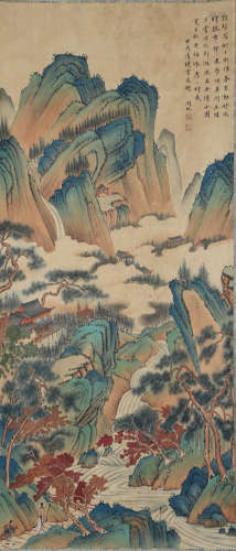 A CHINESE LANDSCAPE PAINTING SCROLL, WU HUFAN MARK