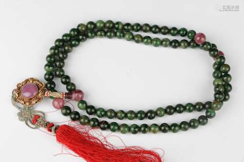 108 JADEITE ROUND BEADS COURT NECKLACE