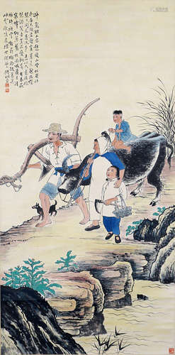 A CHINESE CULTIVATING PAINTING SCROLL, QIAN SONGYAN MARK