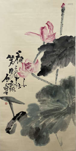 A CHINESE FLOWER&BIRD PAINTING, SHI LU MARK