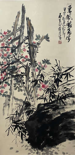 A CHINESE FLOWER&BIRD PAINTING, WU CHANGSHUO MARK