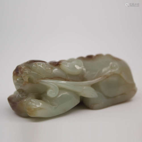 A JADE CARVED KYLIN ORNAMENT