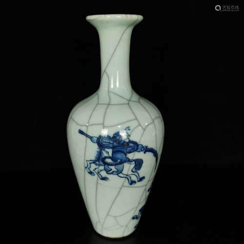 AN OFFICIAL KILN FIGURE PORCELAIN SLENDER NECK VASE