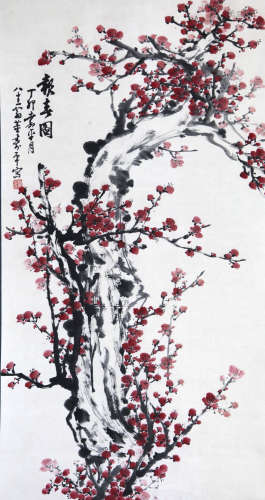 A CHINESE PLUM BLOSSOM PAINTING, DONG SHOUPING MARK