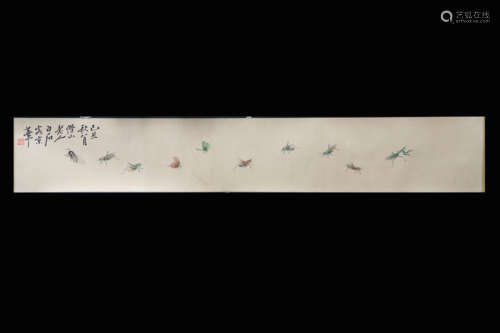 QI BAISHI: INK AND COLOR ON HORIZONTAL SCROLL 'INSECTS'