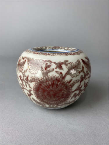 Chinese Qing Kangxi Blue and white glaze red apple Zun